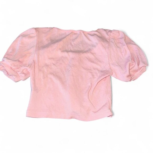 SHEIN MOD Bow Pearls Detail Puff Sleeve Crop Tee - Picture 3 of 3